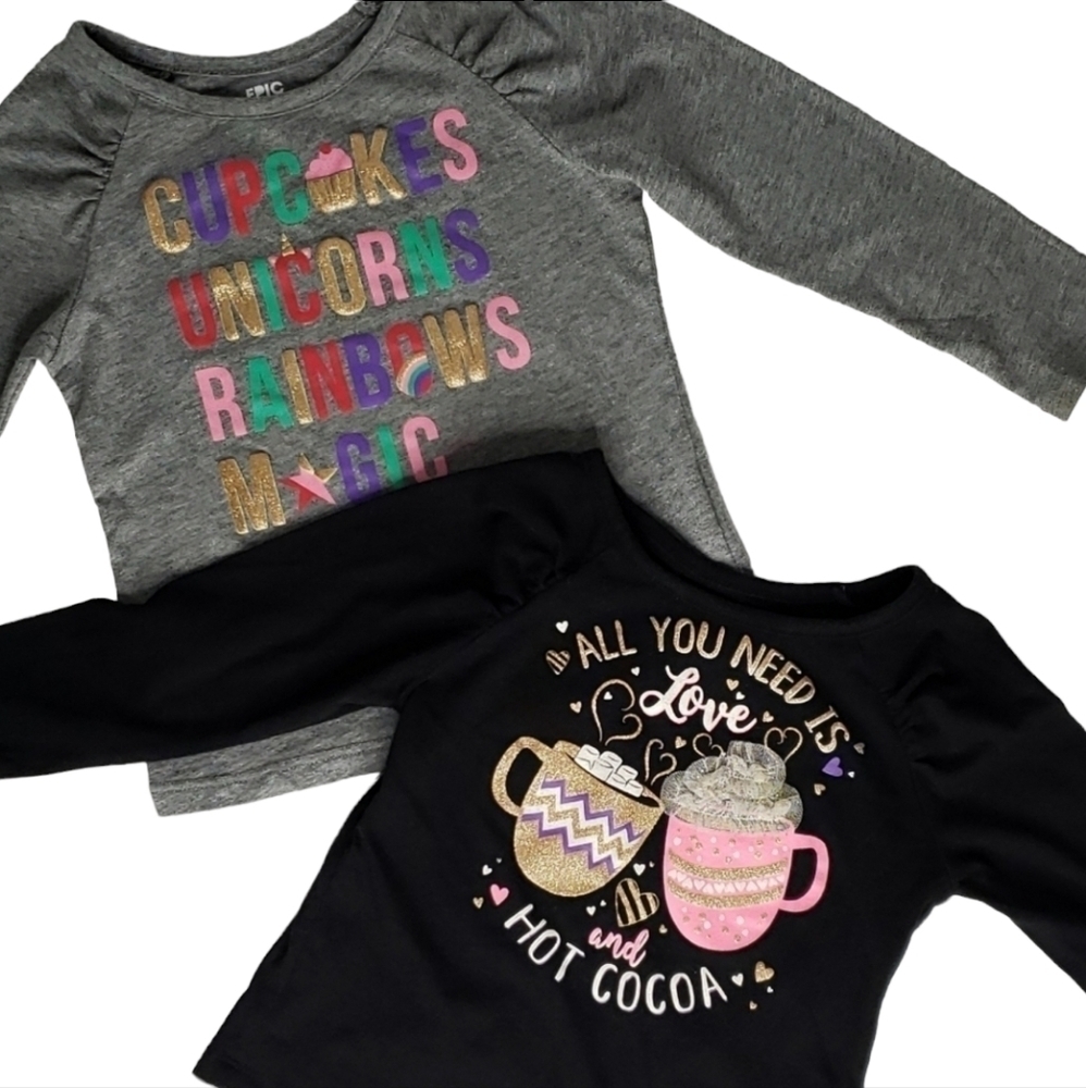 2-FOR-1!! Two long sleeve T-shirts size 2T toddler girls